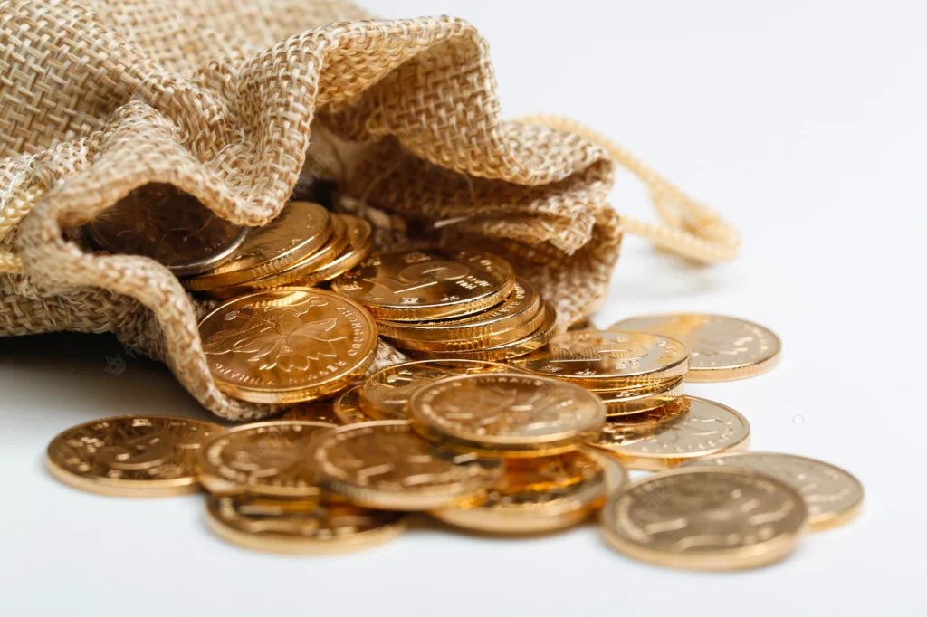 A bag of coins