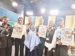 Students of Yakubu Gowon University during a visit to Media Trust head office, Abuja